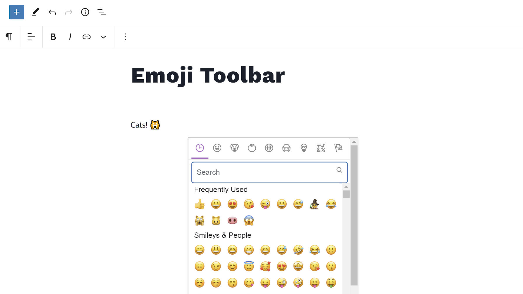 Il plugin Emoji Toolbar riporta un selettore di emoji nell'editor di WordPress – WP Tavern
