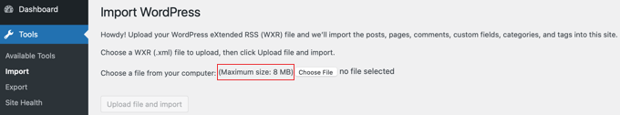C'è un limite alla dimensione del file XML che può essere importato