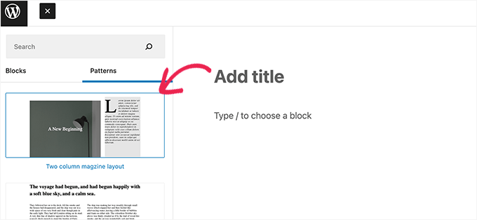 Aggiungi uno schema di blocco personalizzato al tuo post