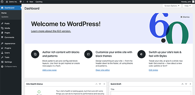 Dashboard di WordPress