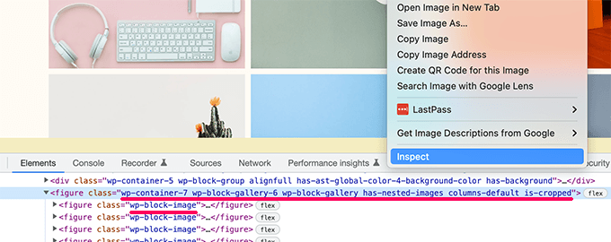 Trova classi CSS per i blocchi