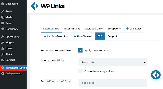 Il plugin WP External Links per WordPress