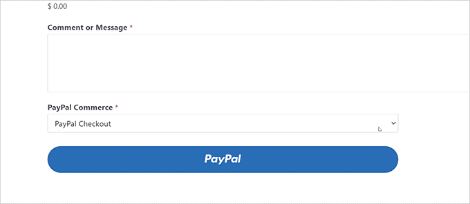 PayPal commercio WPForms
