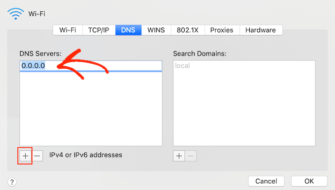 Modifica delle impostazioni del server DNS