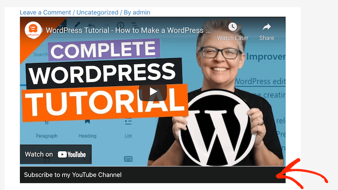 Aggiunta di un pulsante di iscrizione YouTube a WordPress