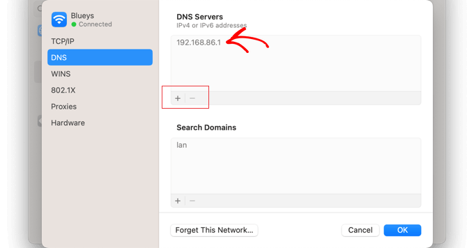 Vedrai l'indirizzo del tuo attuale server DNS
