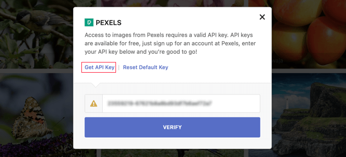 Per trovare immagini in Pexel utilizzando immagini istantanee, avrai bisogno di una chiave API