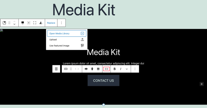 Modifica dell'immagine di sfondo della copertina del kit multimediale
