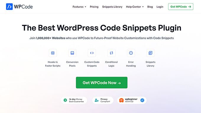 WPCode - Il miglior plug-in per frammenti di codice WordPress