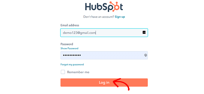 Accedi al tuo account HubSpot