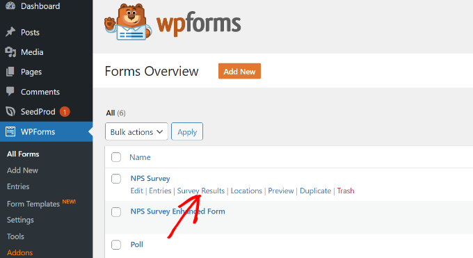 Visualizza i risultati del sondaggio in WPForms