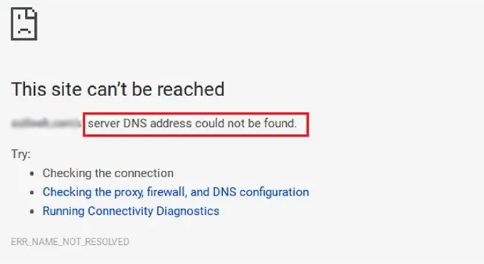 Anteprima del server DNS che non risponde errore