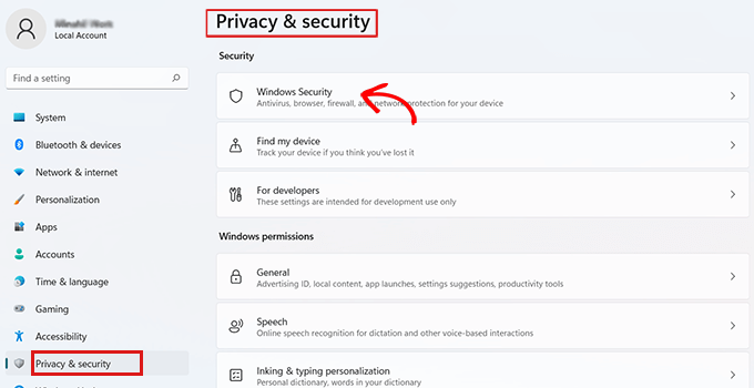 Vai su Privacy e sicurezza e seleziona Sicurezza di Windows