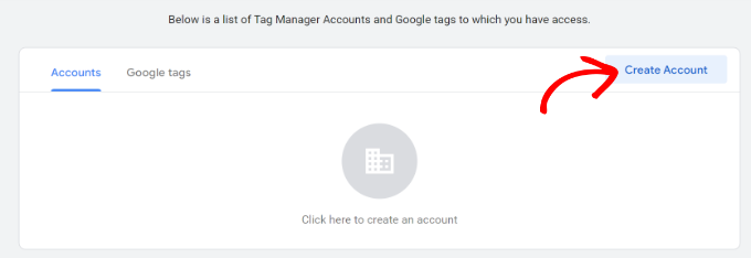 Crea un account in Tag Manager