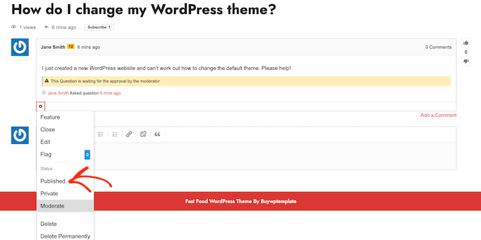 Approvazione di una domanda o risposta sul tuo sito Web WordPress