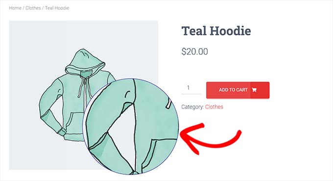 Funzionalità di zoom abilitata nel negozio WooCommerce