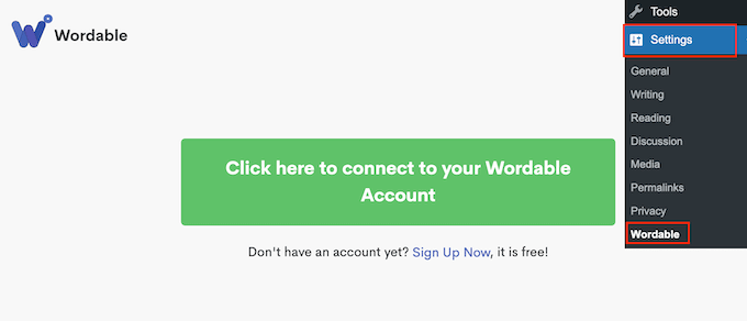 Collegare Wordable al tuo sito WordPress