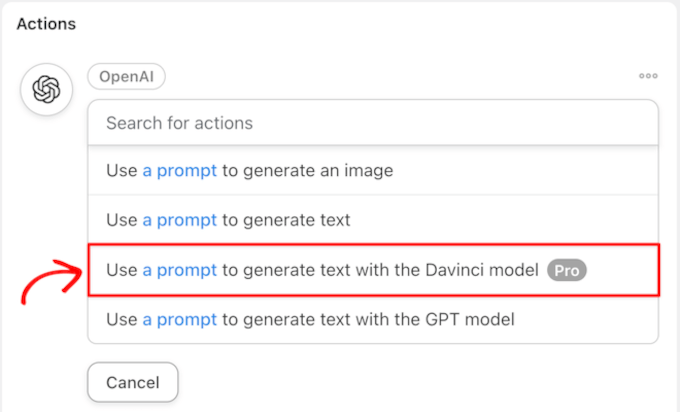 Utilizza un prompt per generare testo con il modello Davinci