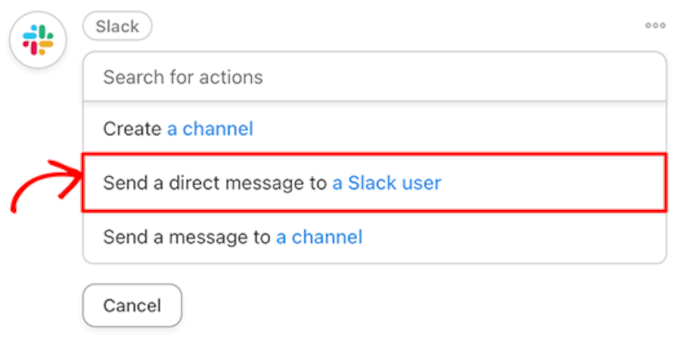 Invia un messaggio diretto a un utente Slack