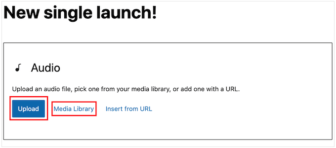 Caricamento di un file audio sul tuo sito Web WordPress
