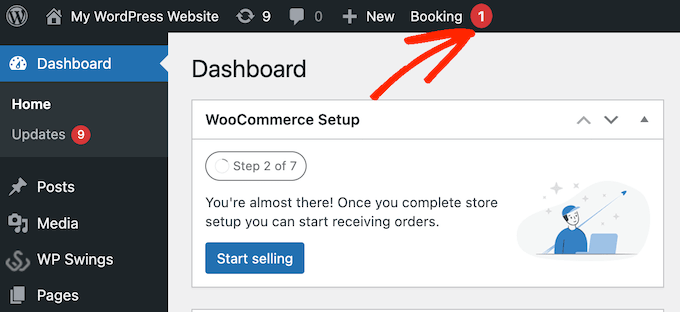 Una nuova notifica di prenotazione, su un sito WordPress