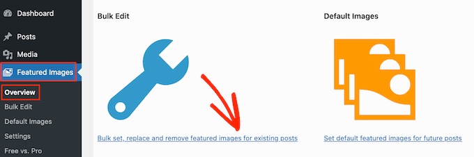Come modificare in blocco le immagini in primo piano in WordPress