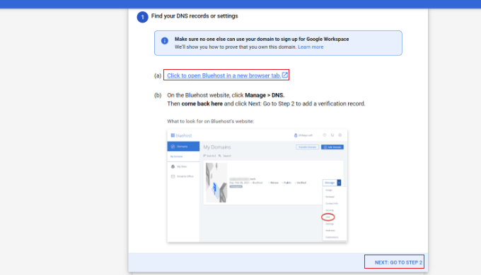 Apri le impostazioni DNS in Bluehost