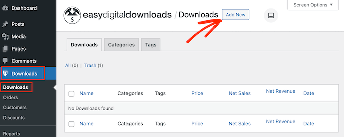 Aggiunta di un nuovo download digitale utilizzando WordPress