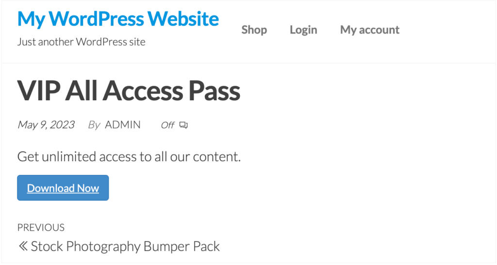 Come personalizzare il pass per il download con accesso completo