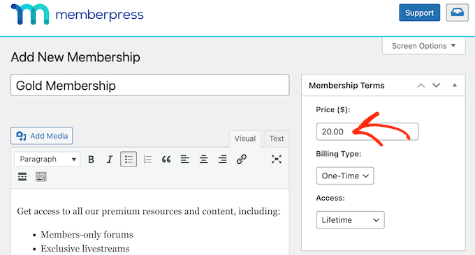 Creazione di un abbonamento a pagamento utilizzando MemberPress