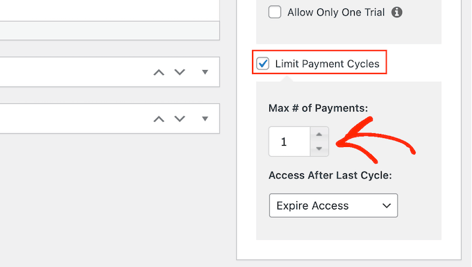 Limitare i cicli di pagamento utilizzando MemberPress