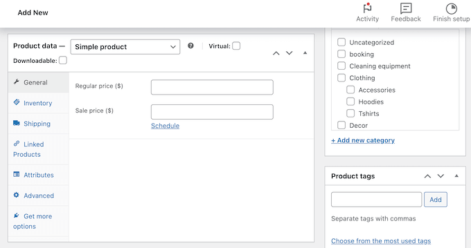 Aggiunta dei dati del prodotto a WooCommerce