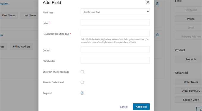 Crea un campo di pagamento personalizzato