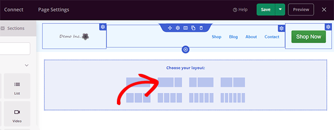 Aggiungi colonne di layout