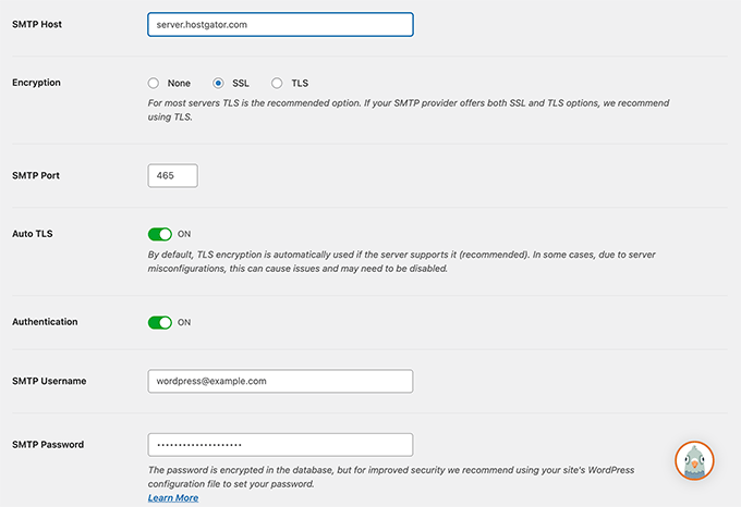 Impostazioni SMTP di HostGator per WordPress