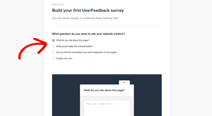 Scegli la domanda per il tuo primo sondaggio UserFeedback