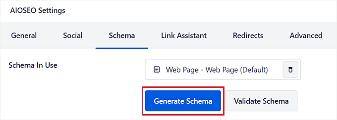 Fare clic sul pulsante Genera schema