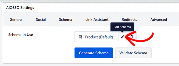 Fare clic sul pulsante Modifica schema