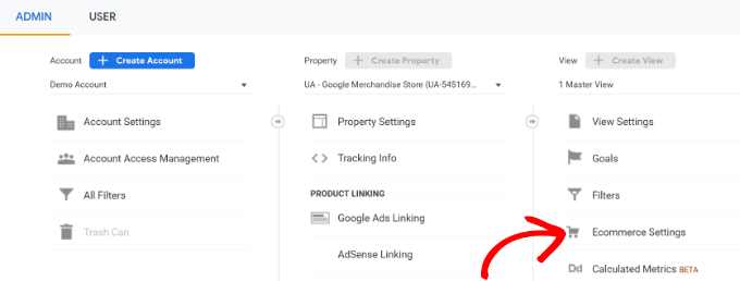 Impostazioni e-commerce in Google Analytics