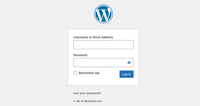 La pagina di accesso predefinita di WordPress