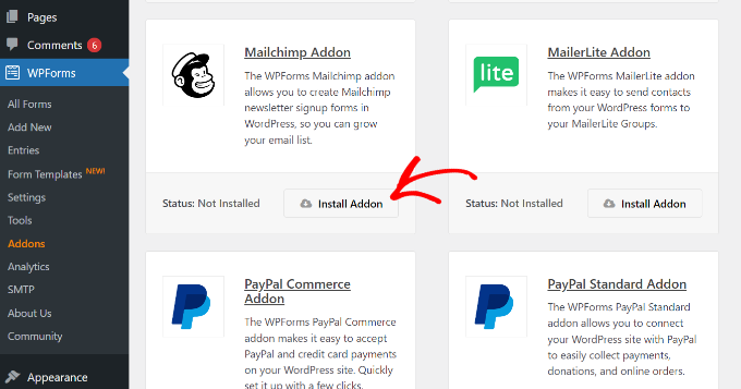 Installa il componente aggiuntivo Mailchimp