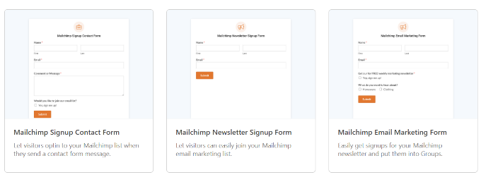 Modelli di moduli Mailchimp