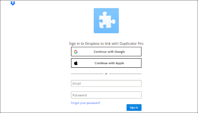 Accedi al tuo account Dropbox