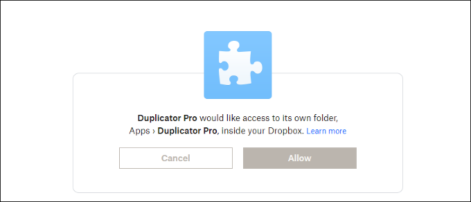 Consenti l'accesso all'account Dropbox