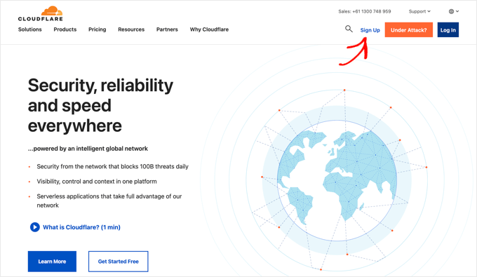 Visita il sito web di Cloudflare