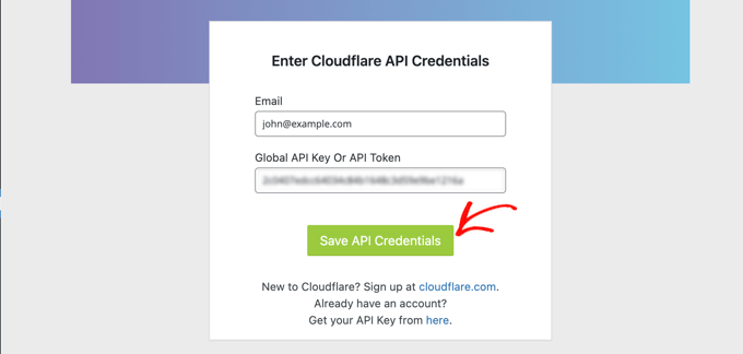 Salva le credenziali API Cloudflare in WordPress