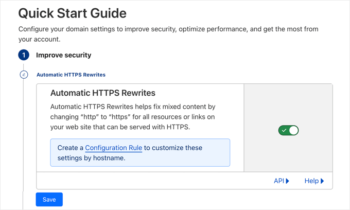 Riscritture HTTPS automatiche di Cloudflare