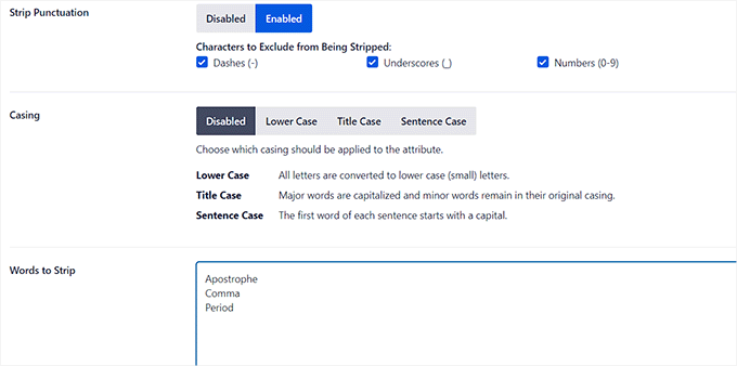 Impostazioni AIOSEO per Nome file