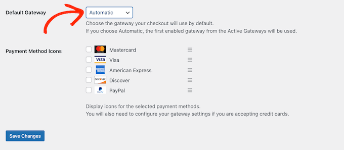 Impostazione di un gateway predefinito in Easy Digital Downloads