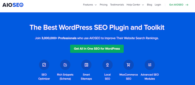 Il plug-in di ottimizzazione dei motori di ricerca All in One SEO (AIOSEO).